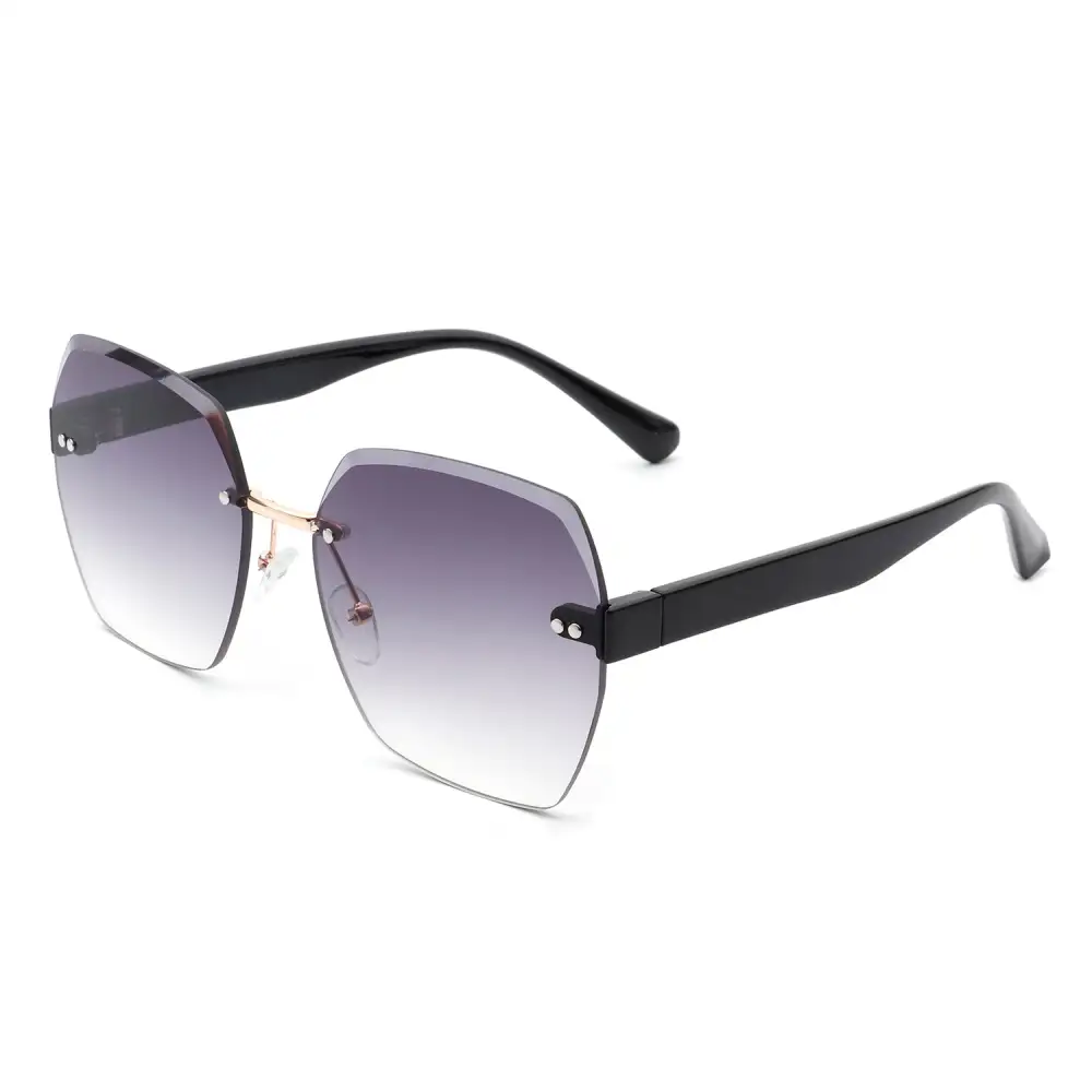 Rhinestone Square Rimless Frame Sunglasses