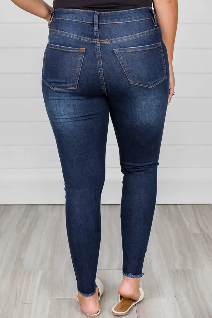 Casual Style Dark Wash Jeans