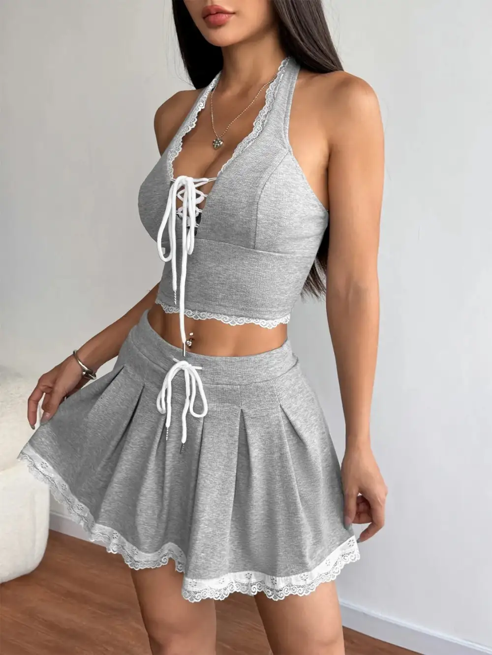 Halter Ruched Coordinated Set