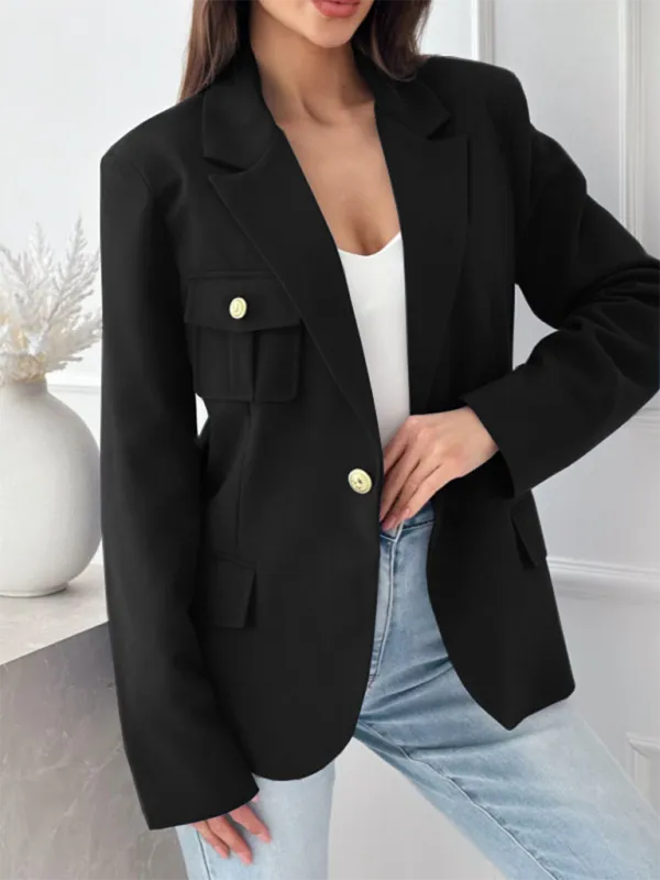 Double-Breasted Lapel-Collar Plaid Blazer