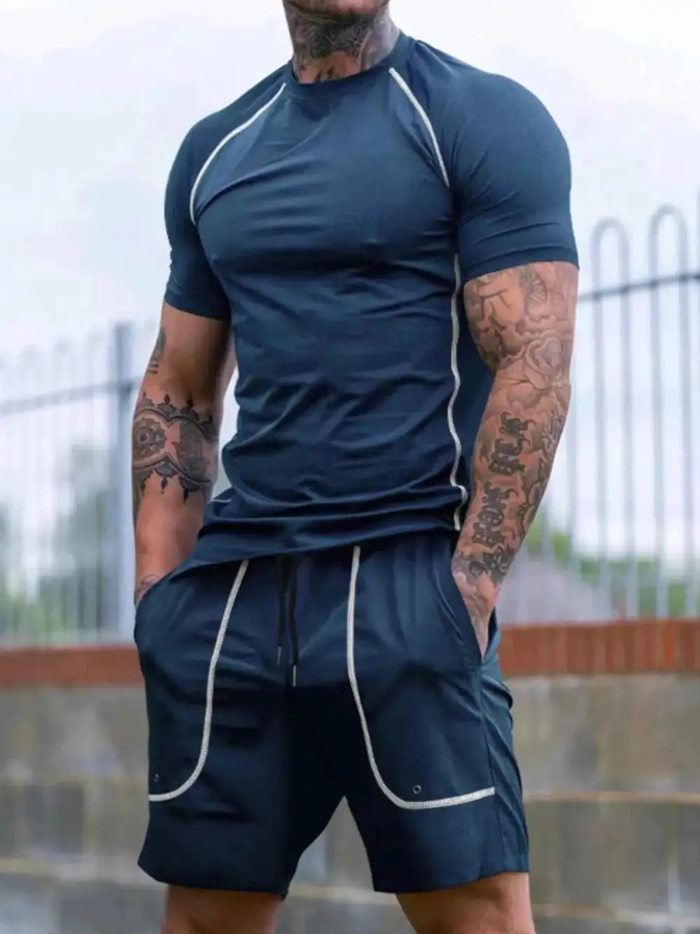 Round Neck Short Sleeve T-Shirt and Shorts Set