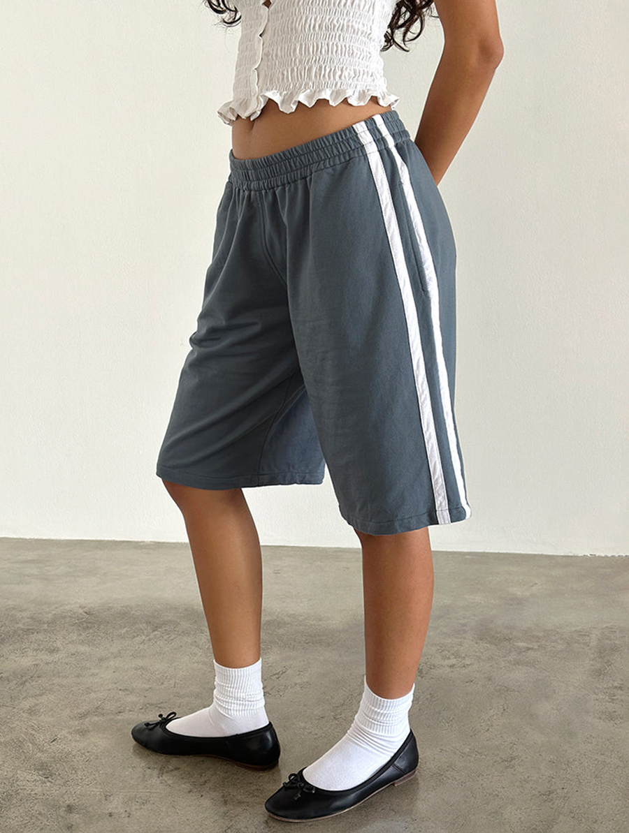 Short In Blue Mirage With White Stripe