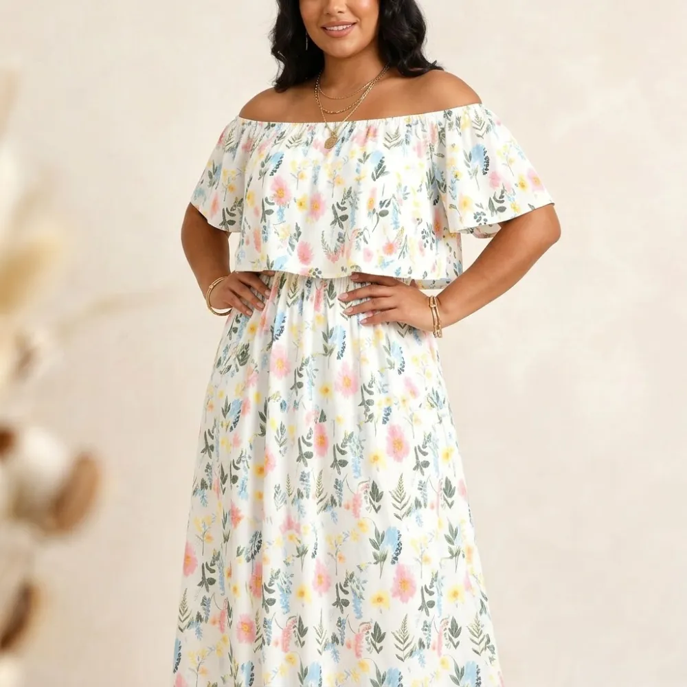 Pocket Floral Off Maxi Dress