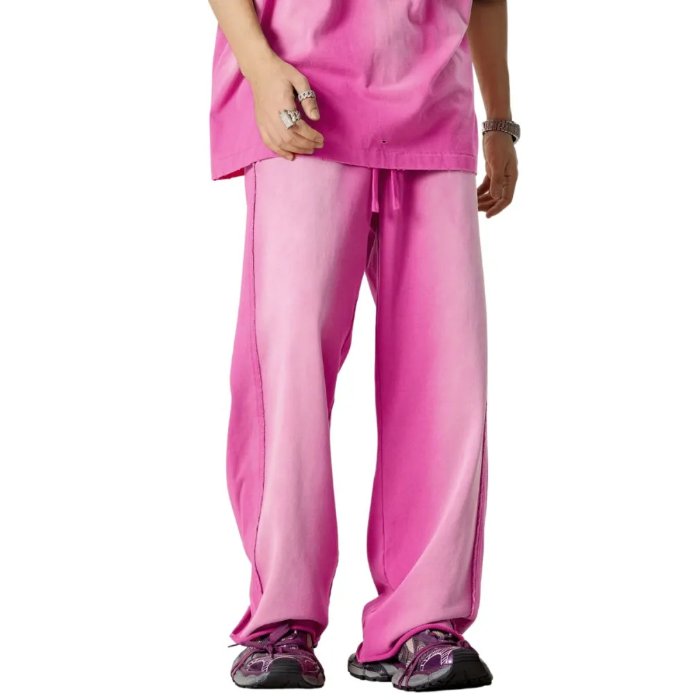 Washed Raw Edge Baggy Fit Men's Sweatpants