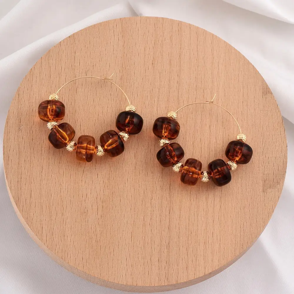 Boho Resin Beaded Hoop arrings