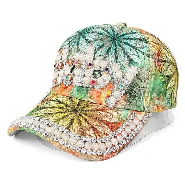 Women'S Colorful Rhinestone Print Floral Baseball Cap 64634191C