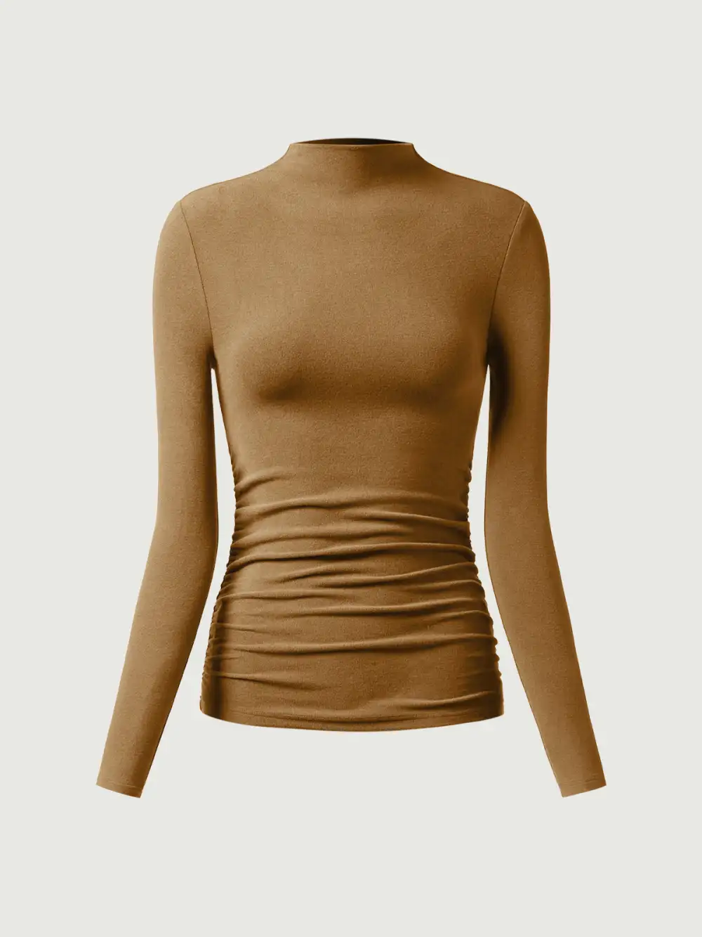 Thermal Ruched Sides Tuckable Mockneck Top