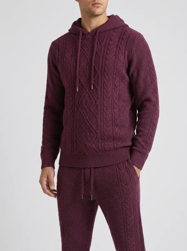 Refined Layering Men's Knit Hoodie Jogger Set