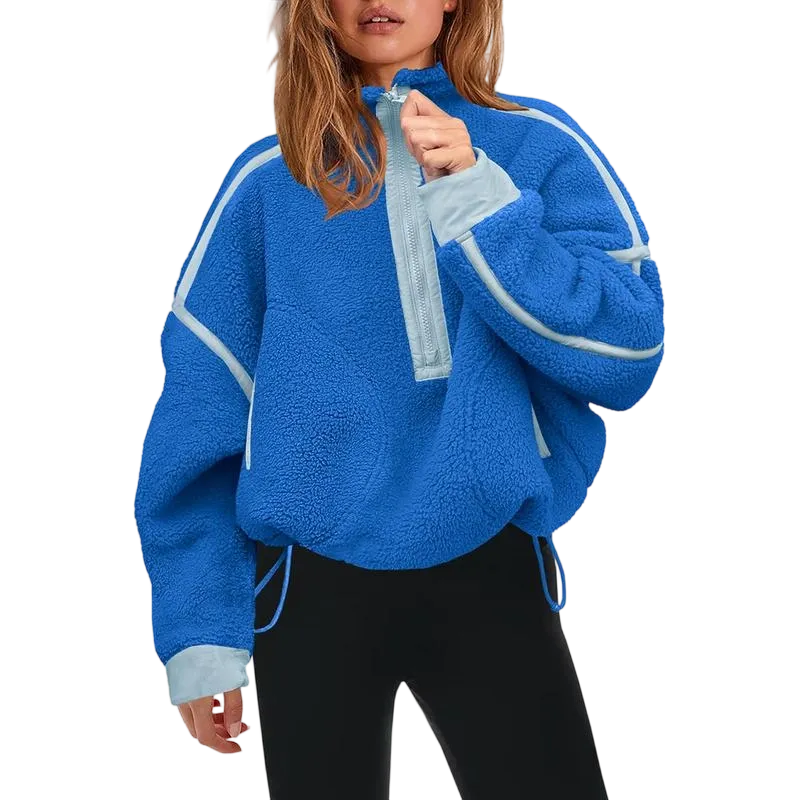 Women’s Half Zip Sherpa Fleece Pullover Soft Oversized Sweatshirt