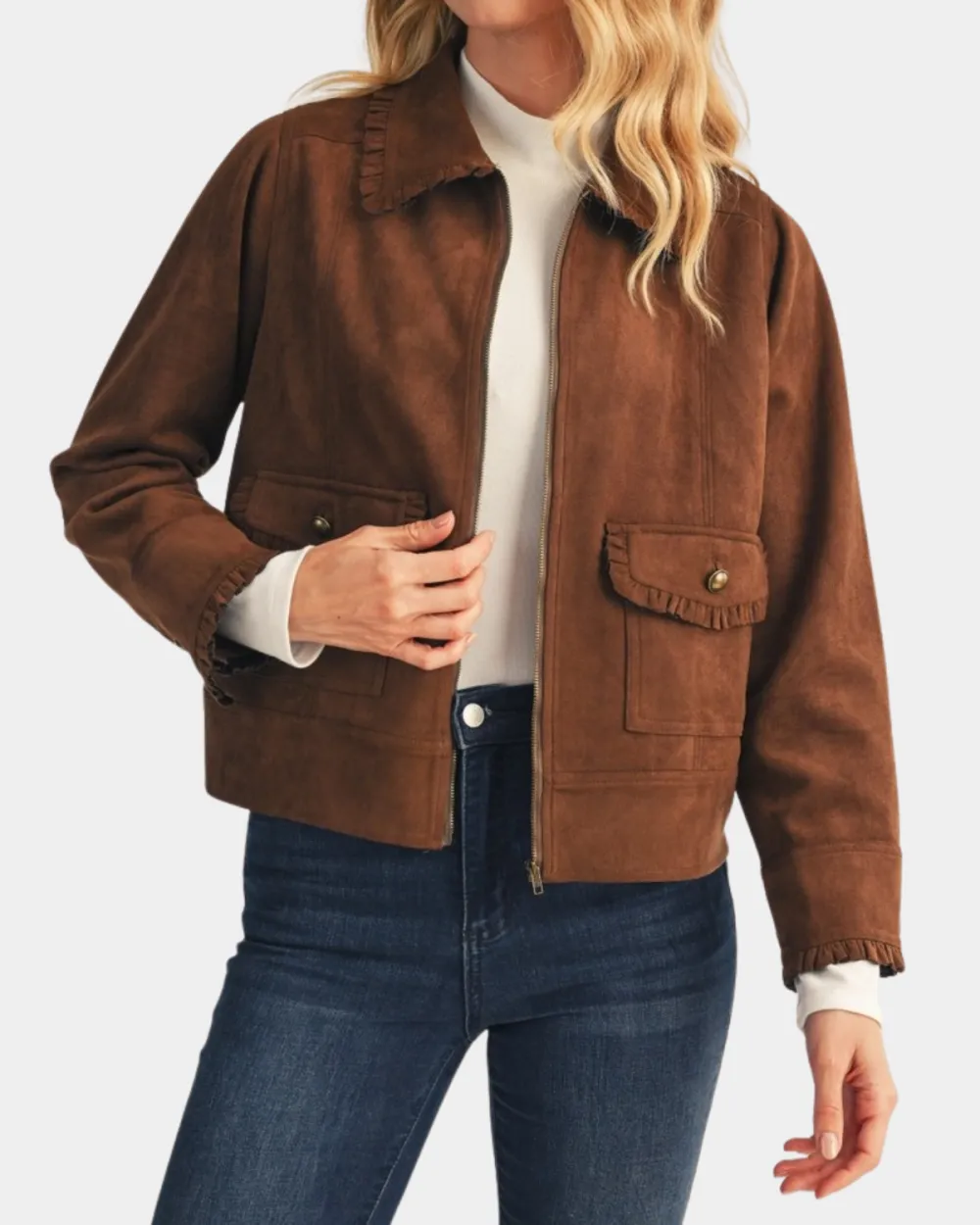 Suede Ruffle Jacket