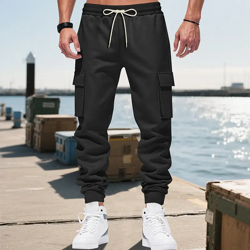 Men's Cargo Jogging Pants with Multiple Pockets and Elastic Waistband Cargo Pants