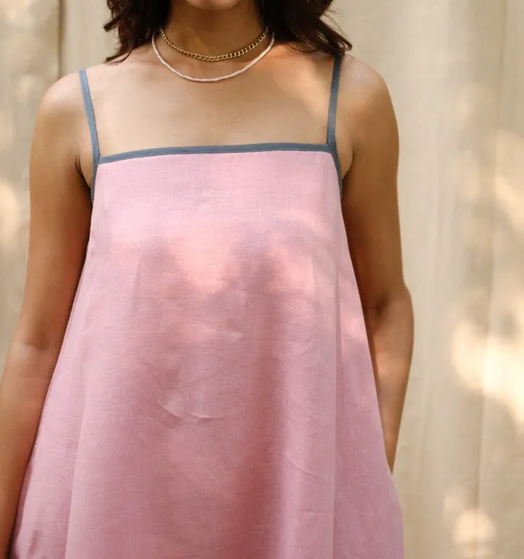 Dusty Pink Linen Flowy Maxi Dress