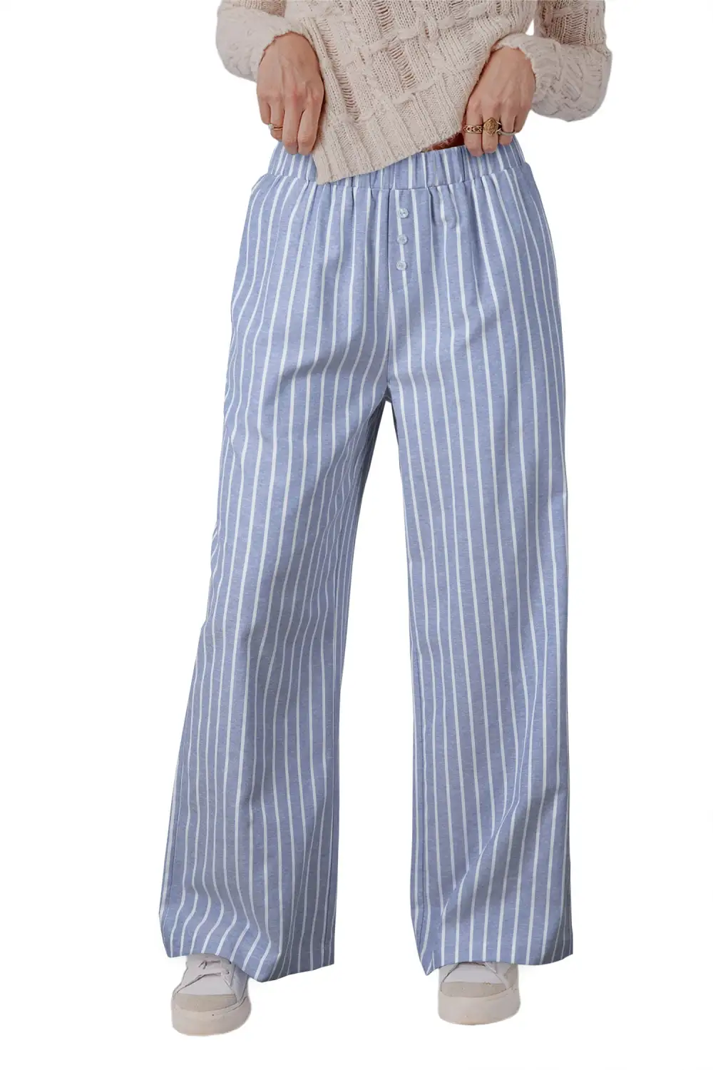Buttoned Detail Loose Pants