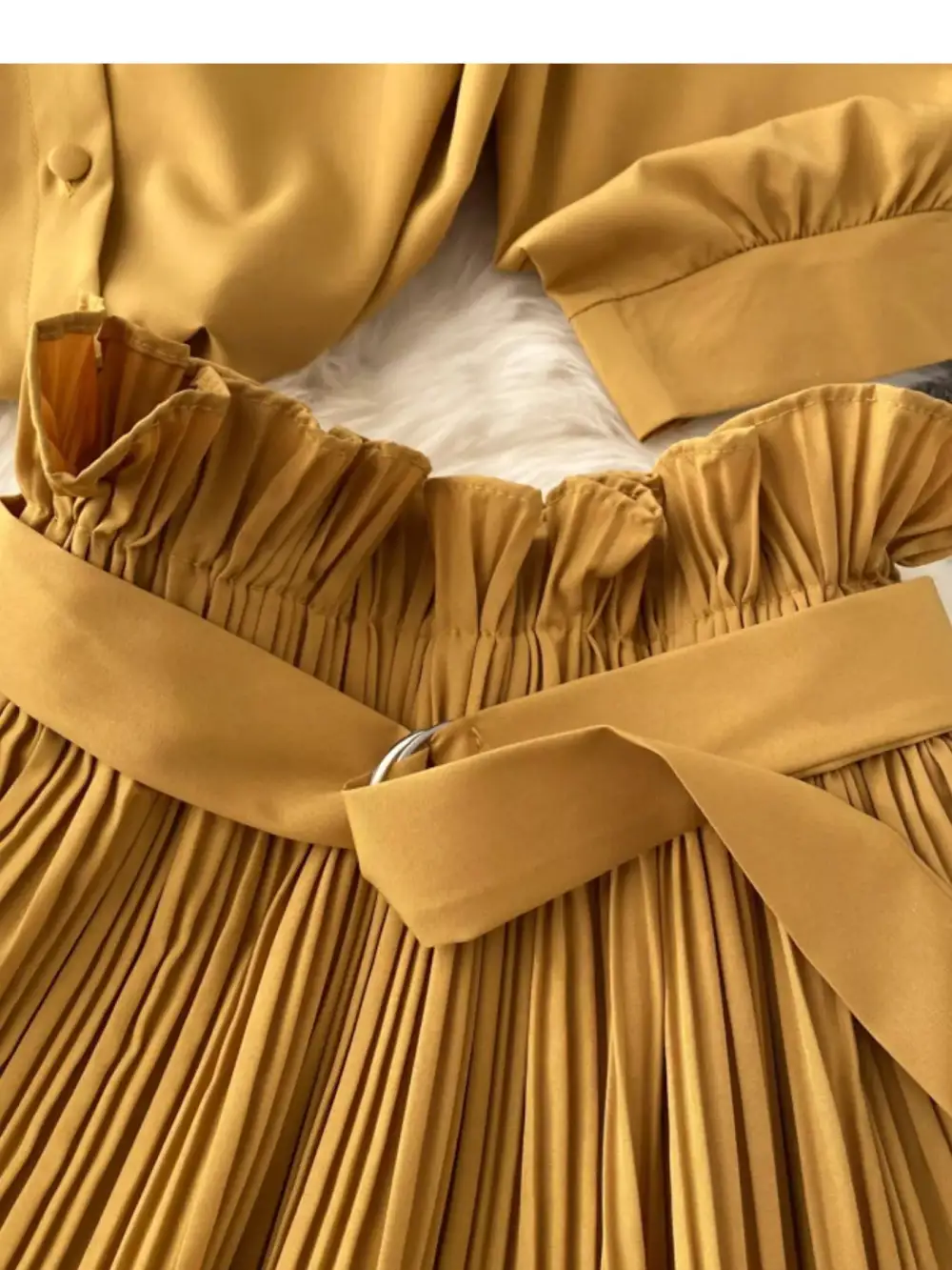 Puff Sleeve Pleated Coordinated Set
