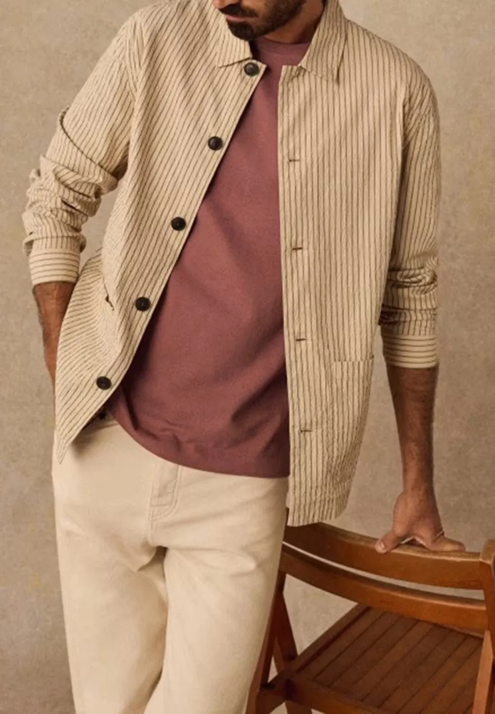 Jacket-Seersucker Beige