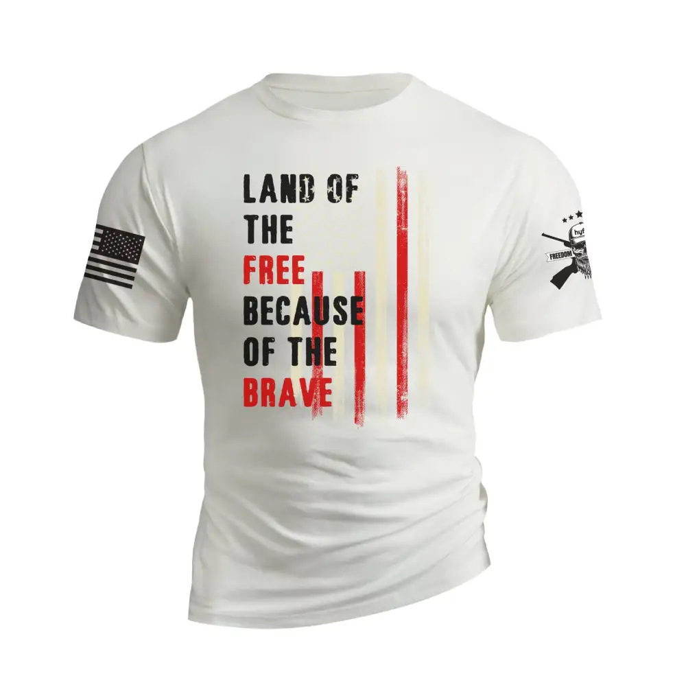 LAND OF THE FREE BECAUSE OF THE BRAVE GRAPHIC TEE