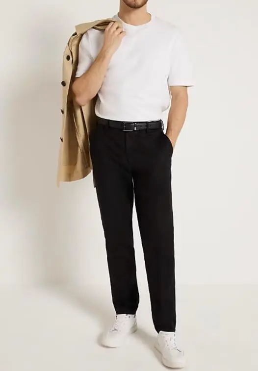Men's Black Slim Fit Cotton Trousers