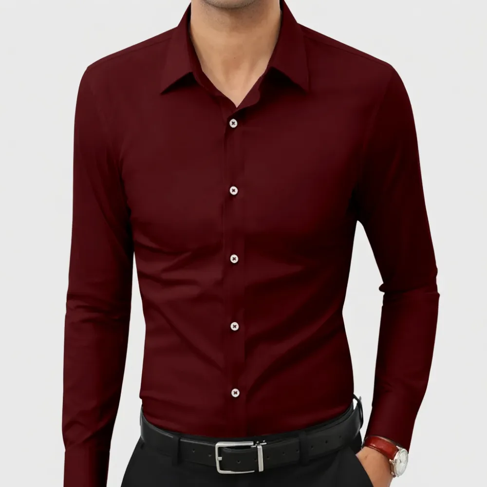 Stretch Slim-Fit Long-Sleeve Button-Down Shirt