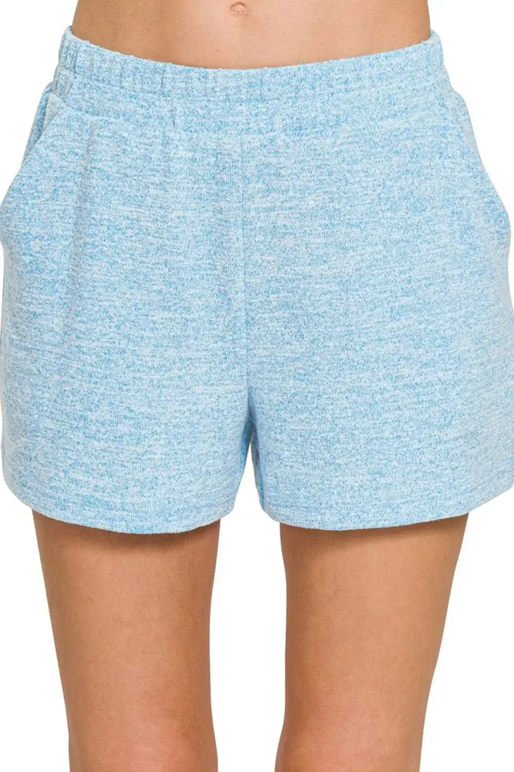 Soft Melange Hacci Elastic Waist Band Shorts