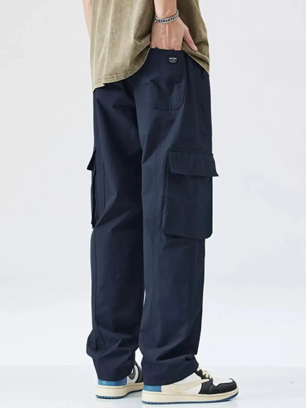 Men's Plus Size Wide Leg Pocketed Pants