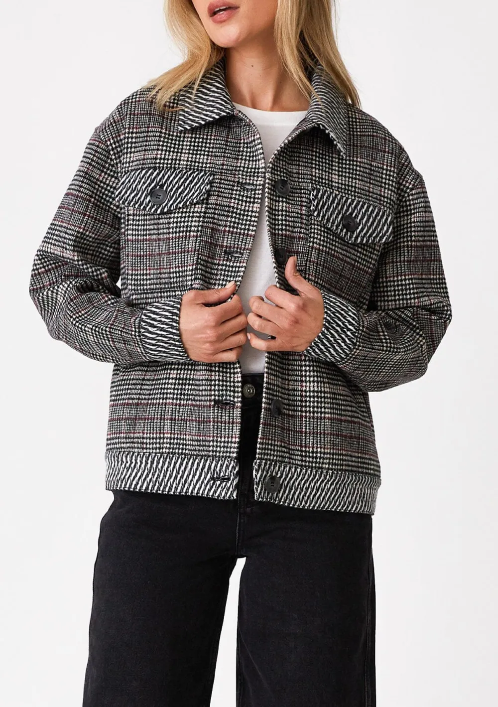 Plaid Drop Shoulder Jacket