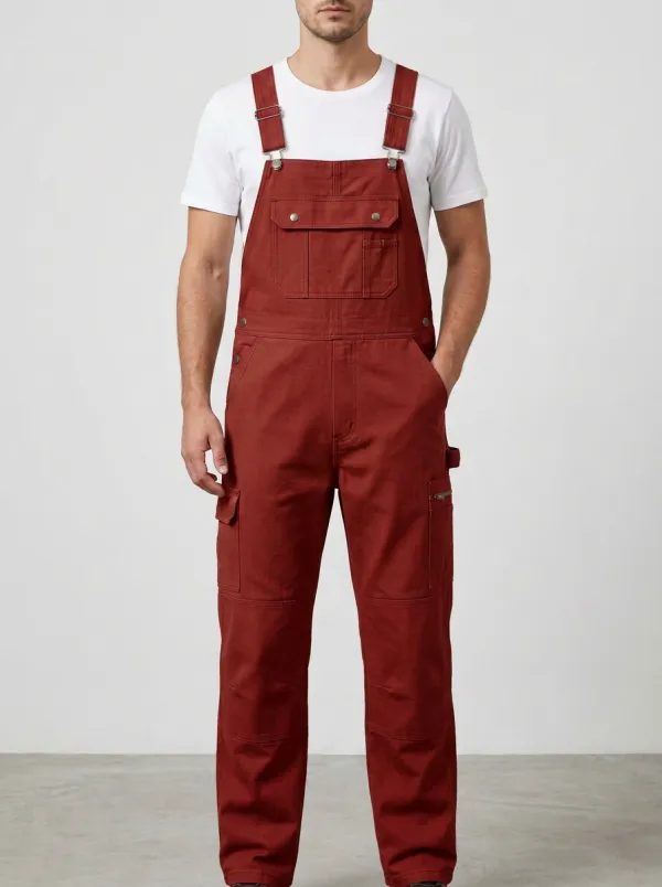 Men's Minimal Multi-Pocket Cargo Bib Work Overalls