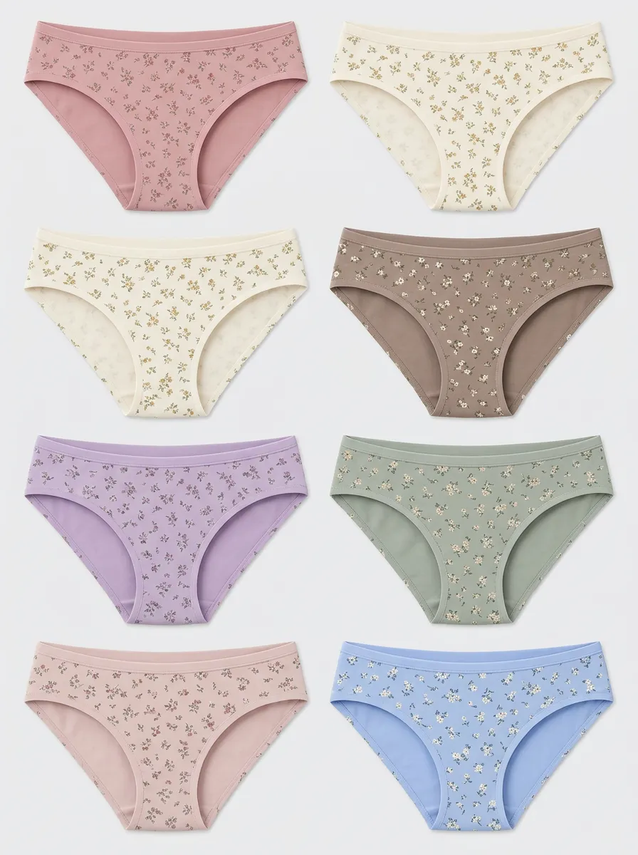 Women's Floral Patterned Mid-Rise Briefs Multi-Pack