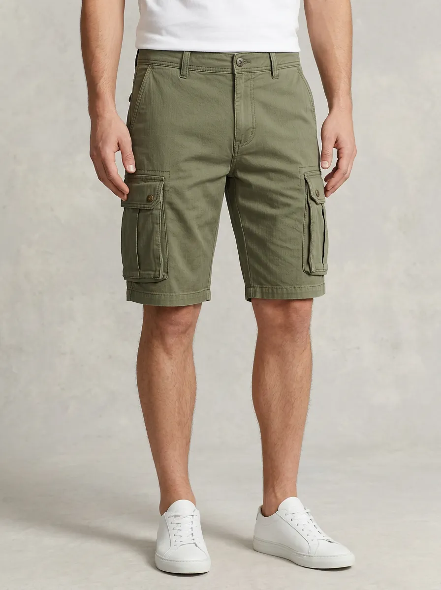 Men's Lightweight Woven Cargo Shorts with a Drawstring Waist for Outdoor Days