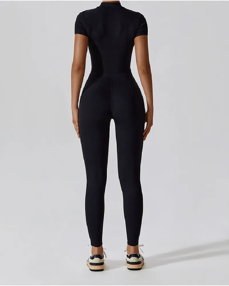Mock Neck Zip Front Jumpsuit