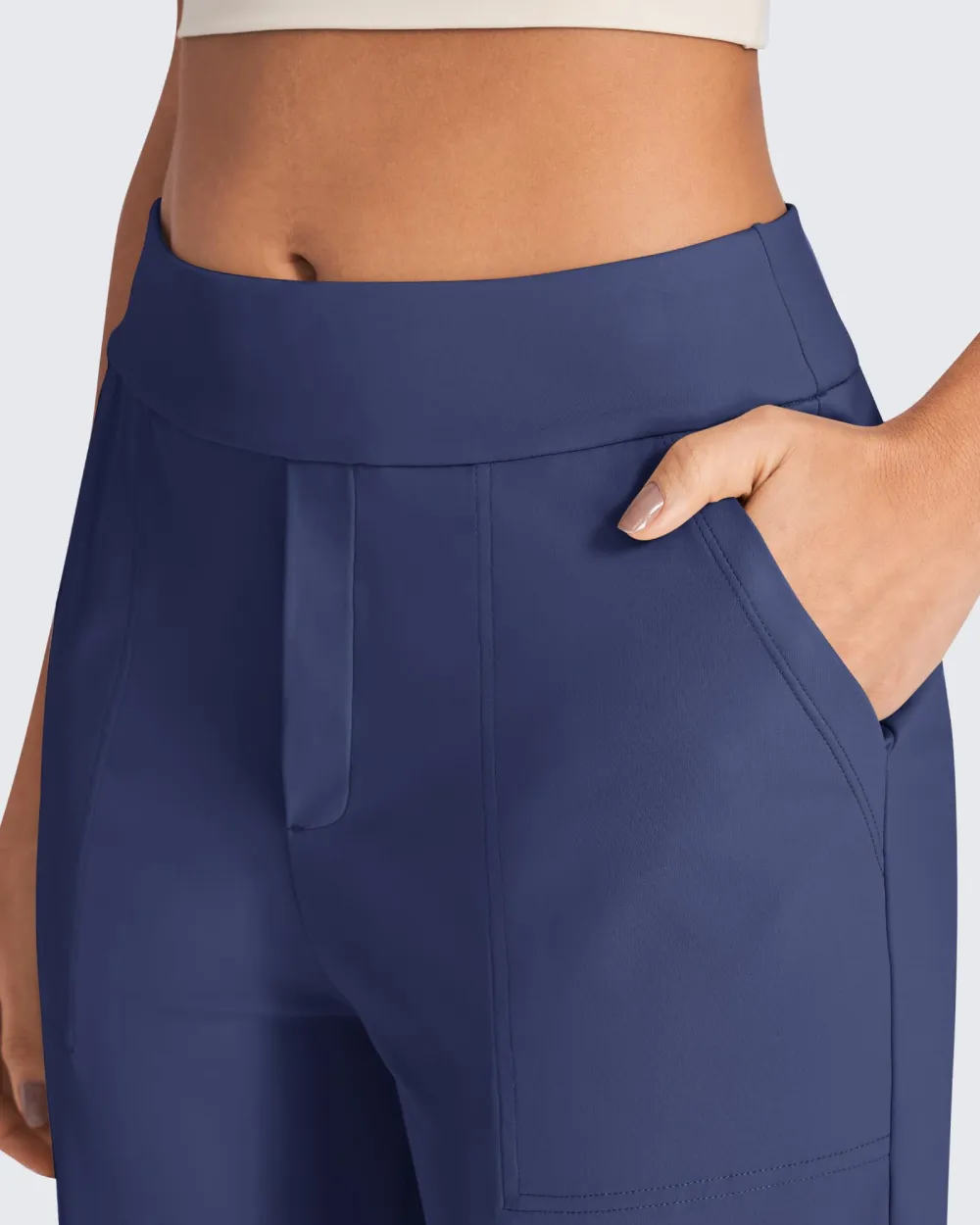 Women's High Elasticity Midrise Straight Leg Pants - Dark Blue