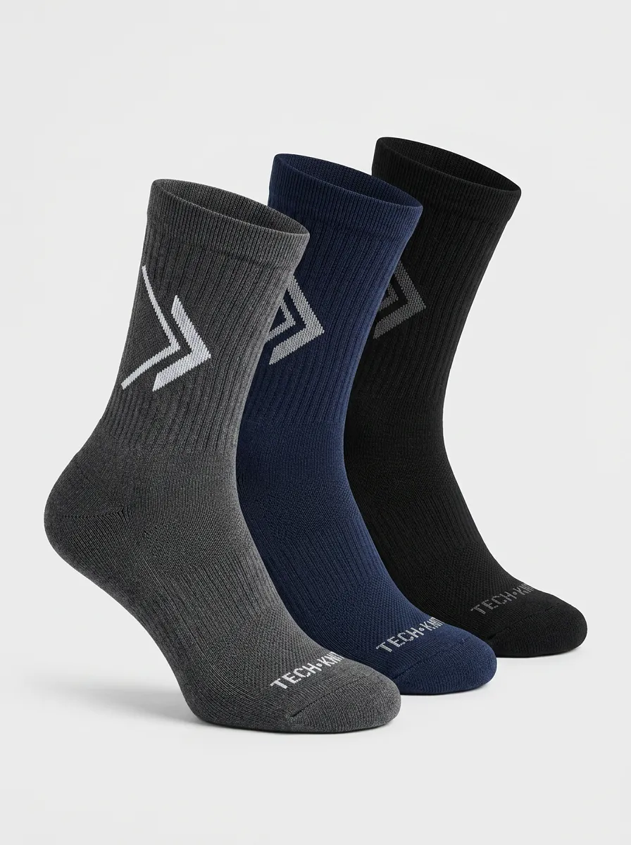 Performance Geometric Men's Three-Pair Crew Socks