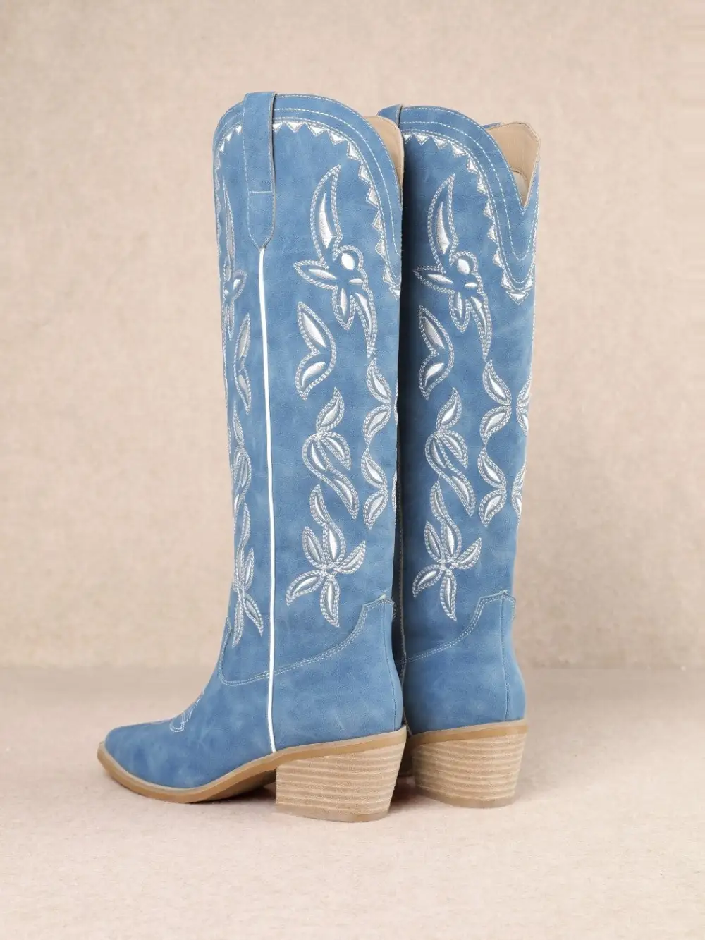 Faux-Suede Suede Western Knee-High Boots