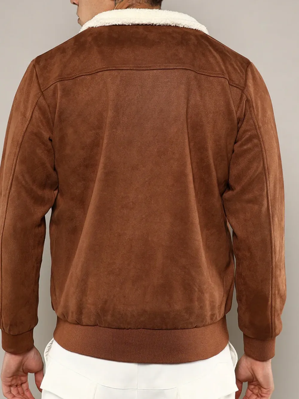 Brown Casual Style Zip-Front Jacket