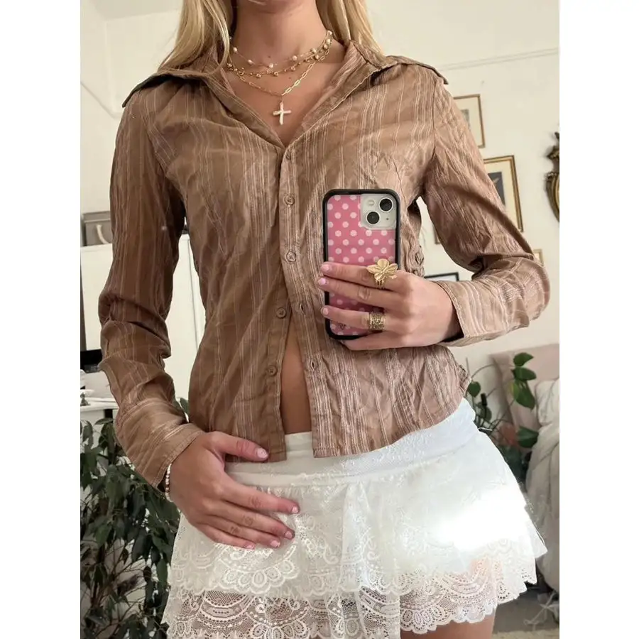 Printed Button Down Long Sleeve Shirt