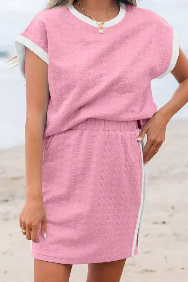 Round Neck Textured Coordinated Set