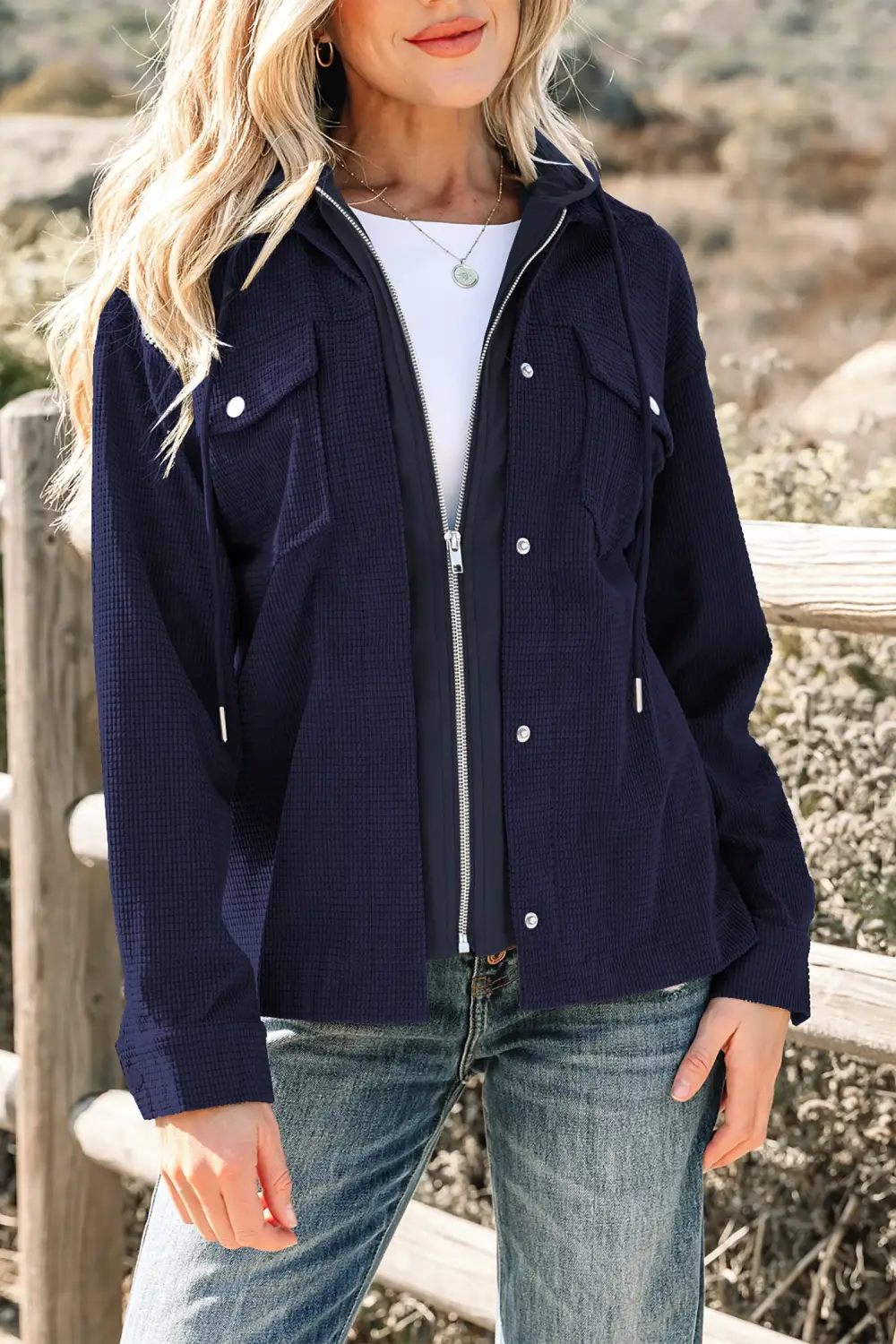 Sail Thermal Knit Textured Hooded Jacket