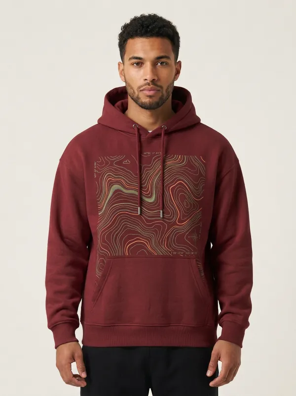 Men's Ridge Hiking Topographic Graphic Hoodie