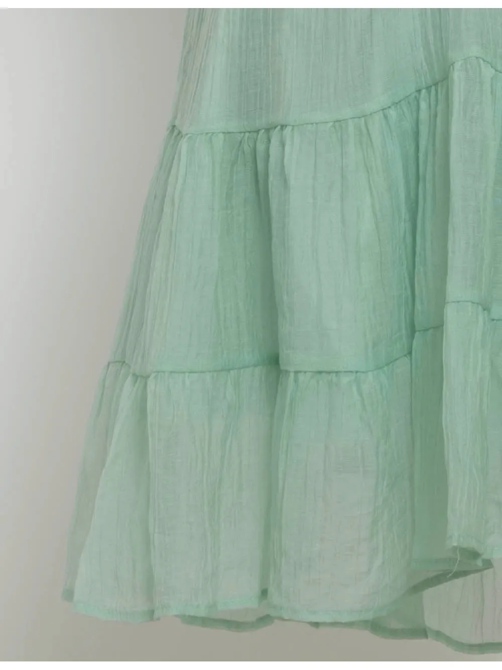 Halter V Neck Back Ruched Tiered Hem Mini Dress