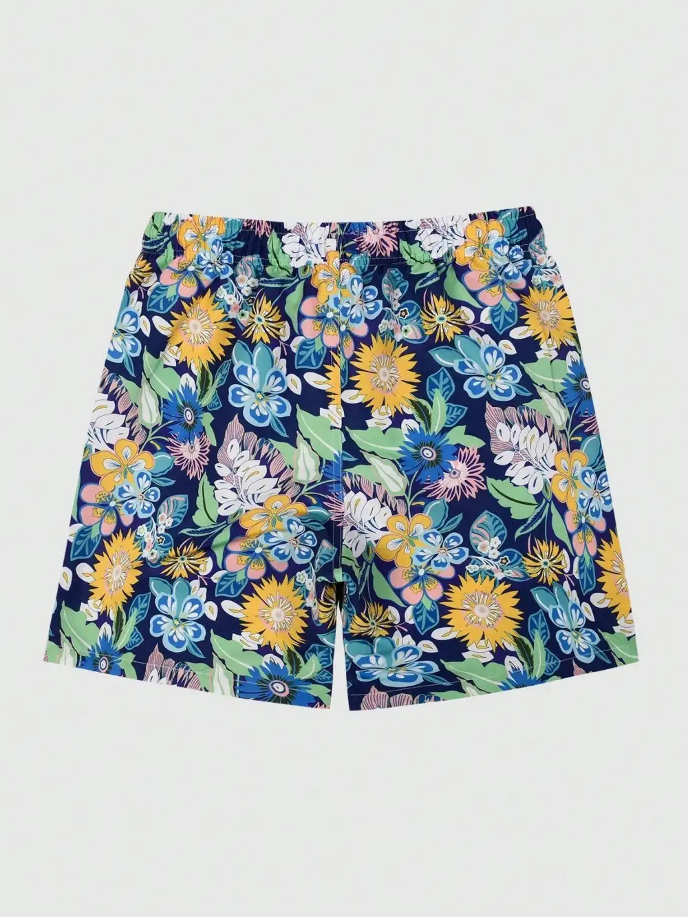 Men's Floral Print Drawstring Beach Shorts