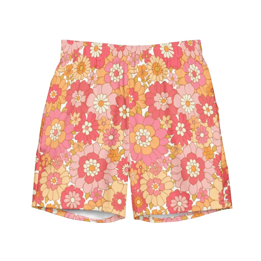 Mesh Lined Floral Print Swim Trunks