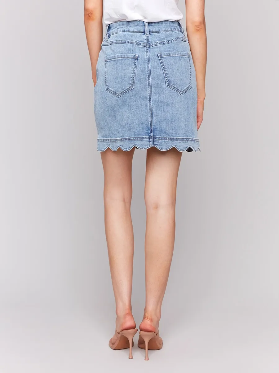 Cotton Hem Creative Denim Skirt