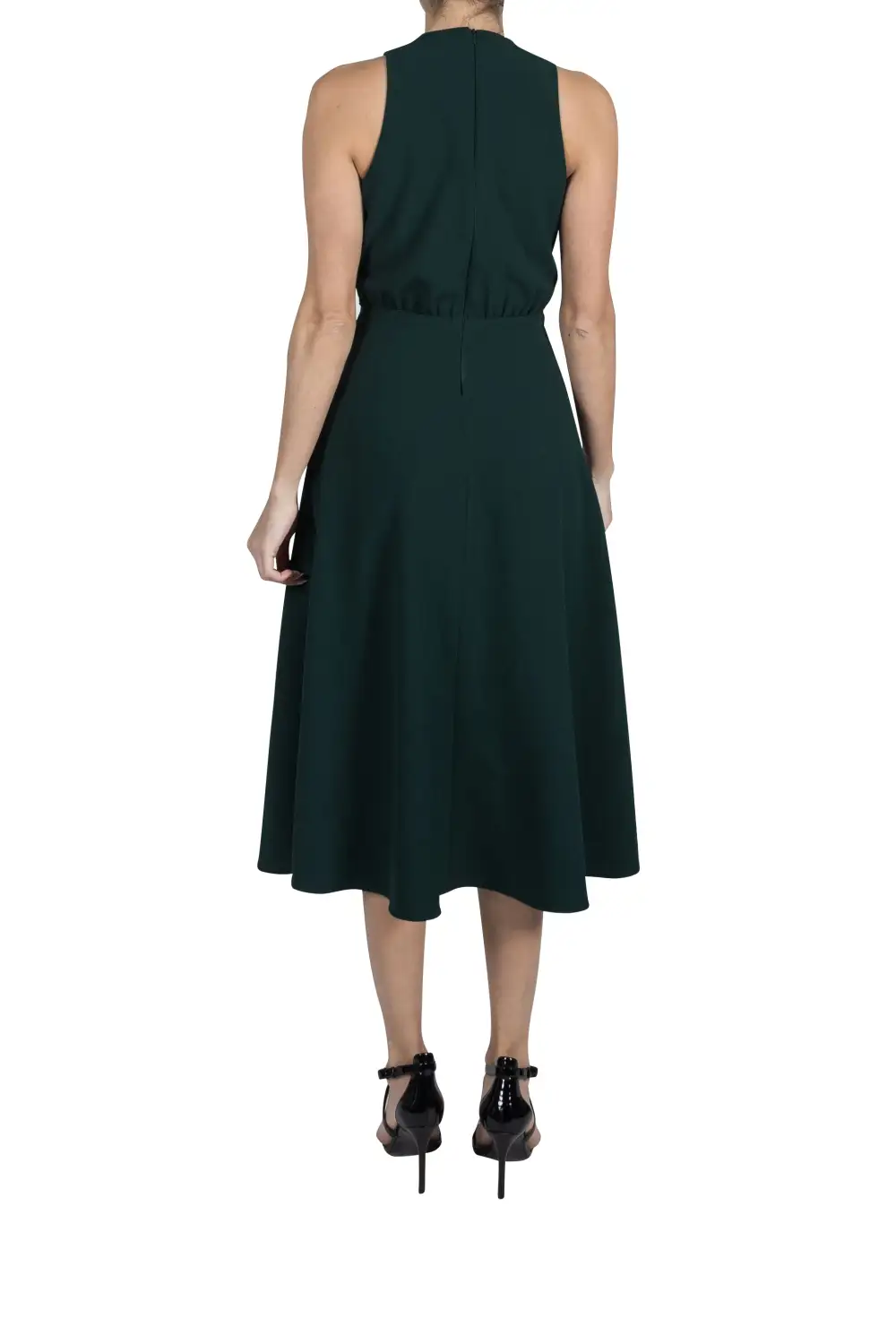 High Neck Draped Midi Dress