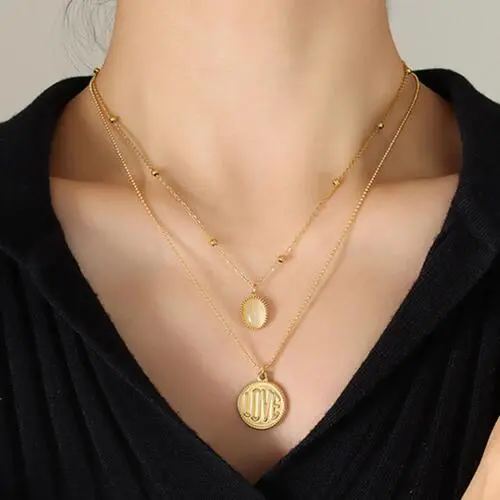 Titanium Steel Double Layered Necklace Elegant