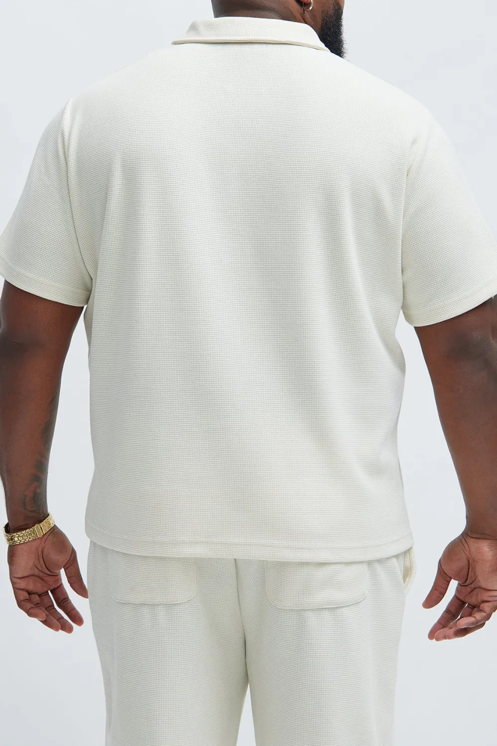 Casual Style Textured Polo Tops