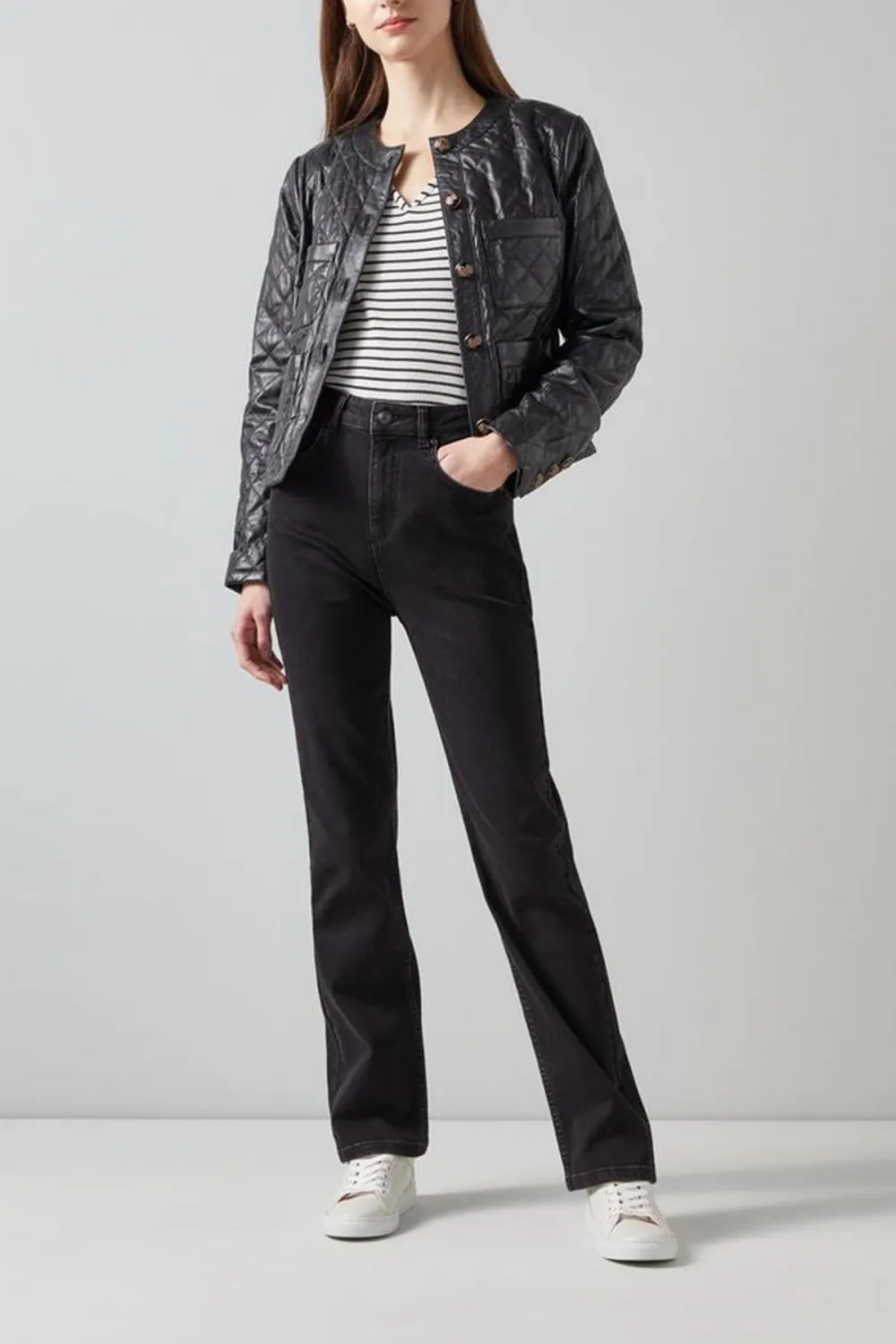 Black Straight Leg Denim Trousers