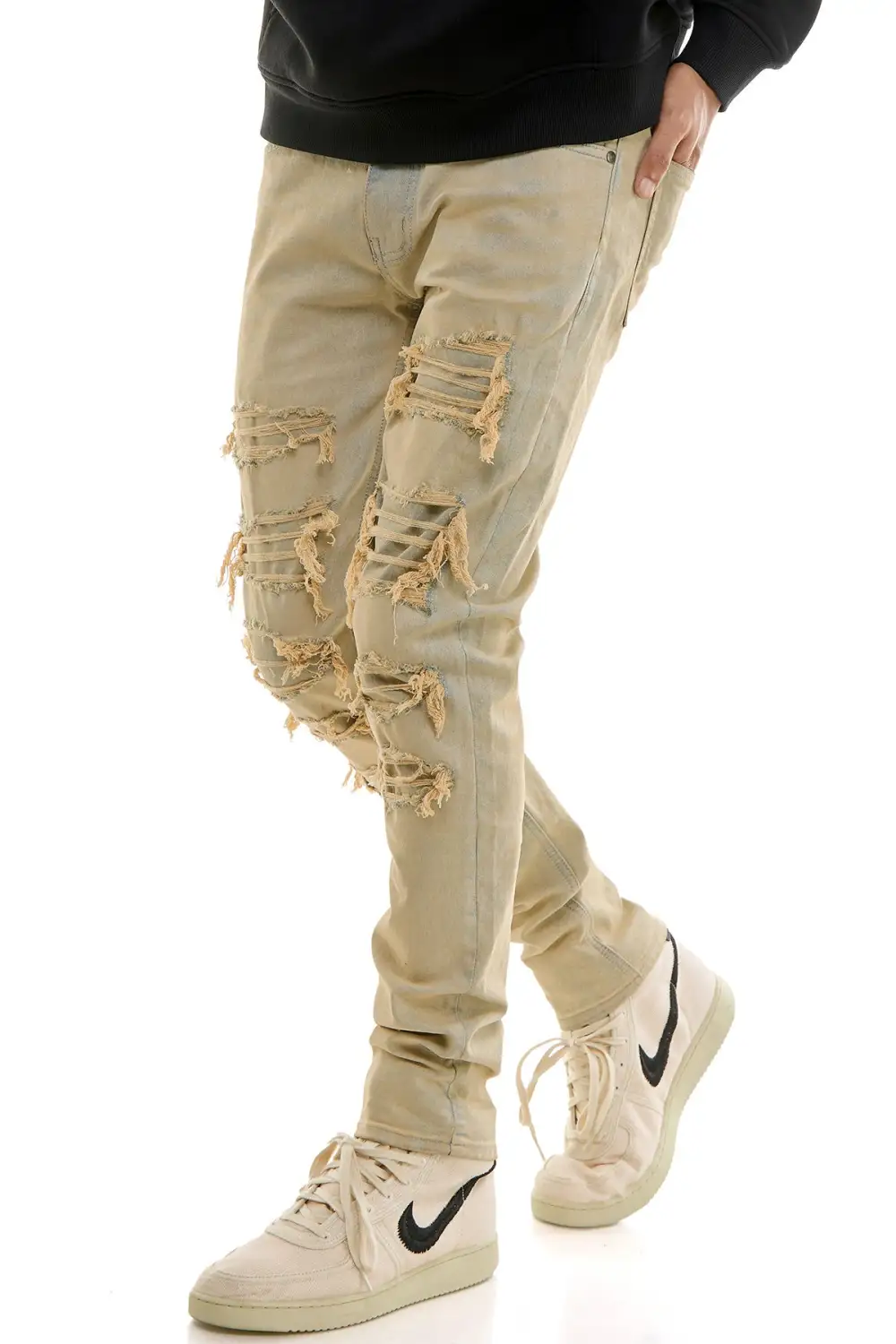 Men's Urban Skinny Distressed Raw Hem Jeans