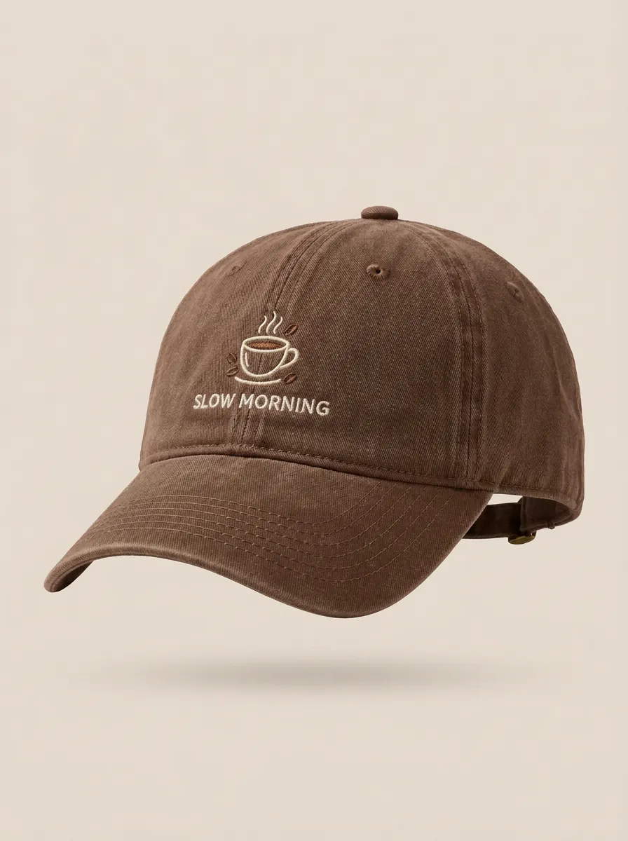 Clean-Line Coffee-Lover Slow-Morning Embroidered Unisex Baseball Cap