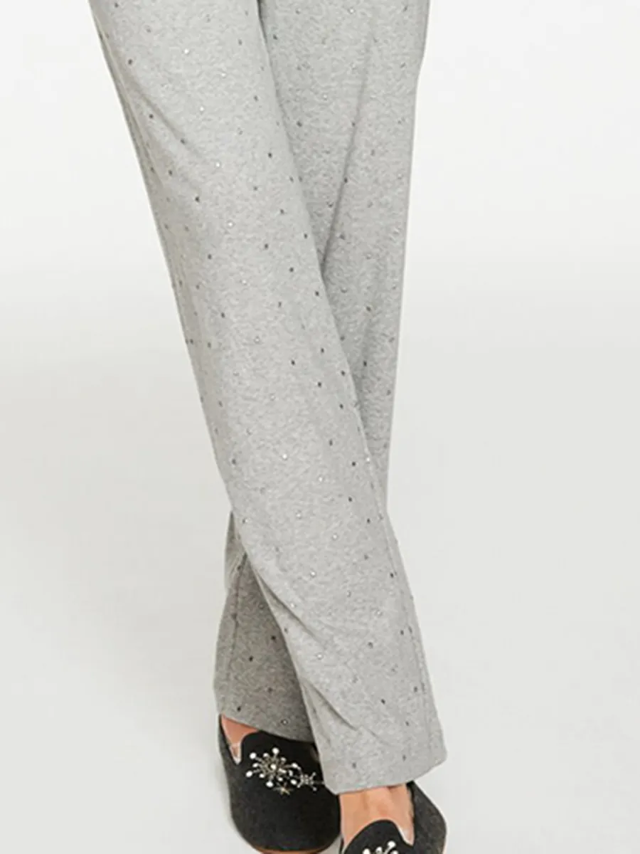 Lady'S Fashionable Light Grey Long-Sleeved Home Set