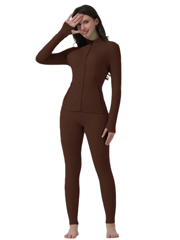 【Gold Zipper】Women's Sporty Tracksuit Set