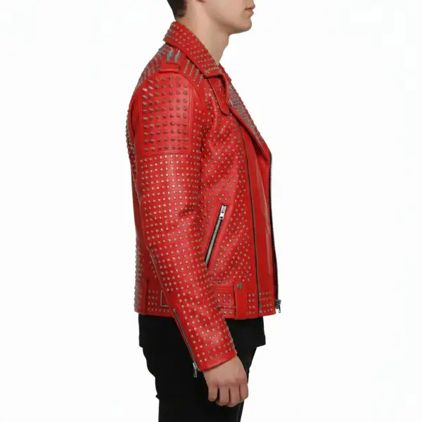 Structured Leather Biker Studded Jacket